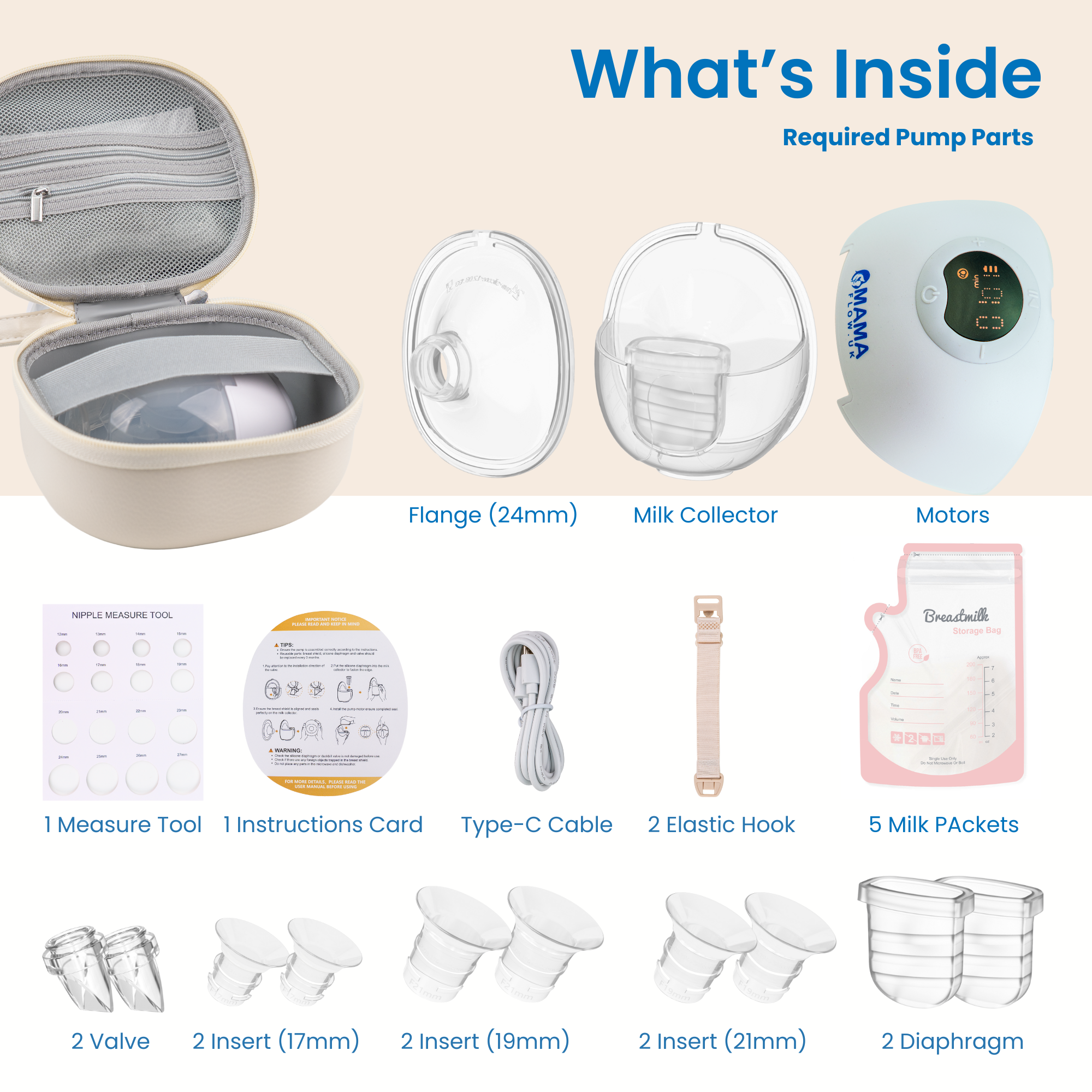Handfree Electric Bluetooth Portable Single MamaFlow Breast Pump (With Case)